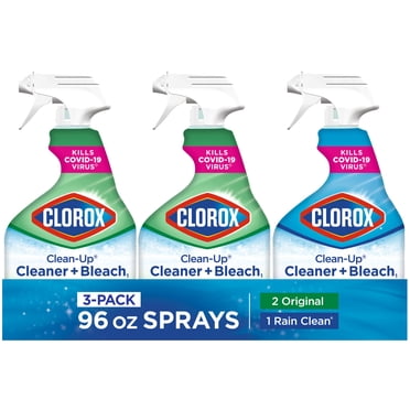 Clorox Clean Up Cleaner Bleach Stain and Disinfecting Spray, Rain Clean, 32 fl oz, 3 Pack