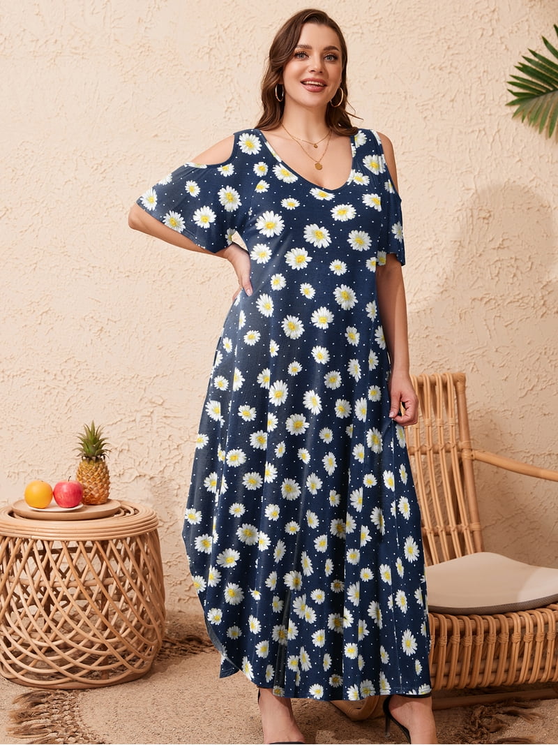 knee length dresses for ladies Midi Cold Shoulder Linen Dress THASSOS in White