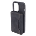 thumbnail image 4 of Funda protectora para teléfono 2 en 1 con recortes precisos y soporte para tarjetas con ventosa magnética para iPhone, color negro para iPhone 14 Pro, 4 of 15