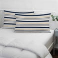 thumbnail image 3 of Beige Navy Blue Striped Pillow Covers, Linen Long Throw Pillow Case, Farmhouse Stripes Modern Abstract Art Holiday Pillow Protector Decorative Cushion Cover for Living Room/Bedroom 20" x 30", 3 of 8