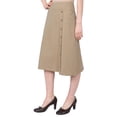 thumbnail image 6 of Women's Stretch Cotton Knit Faux Button Front Below the Knee A-Line Skirt, 6 of 11
