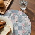 thumbnail image 3 of Blue Pink Botanical Round 15 Inch Placemats Set of 2, Spring Floral Vintage HeatResistant Non Slip Place Mats for Dining Table, Wipeable Braided Kitchen Table Mats for Housewarming, 3 of 9