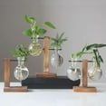thumbnail image 3 of Plant Terrarium Vase Desktop Glass Bulb Planter Air Planter Bulb Glass Vase with Retro Solid Wooden Stand for Hydroponics Plants Glass Planter for Hydroponics Home Garden Office Decoration,5in, 3 of 5
