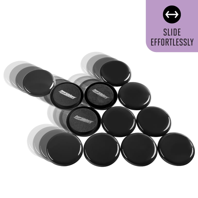 Super Sliders 2.5″ Round Reusable Furniture Sliders For Carpet – 8-Pack, Black, Effortless Moving & Surface Protection, Foam & Hard Plastic Design