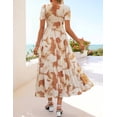 thumbnail image 4 of Merokeety Womens Summer Dresses Floral Mesh Tea Length Maxi Dress Khaki xl, 4 of 4