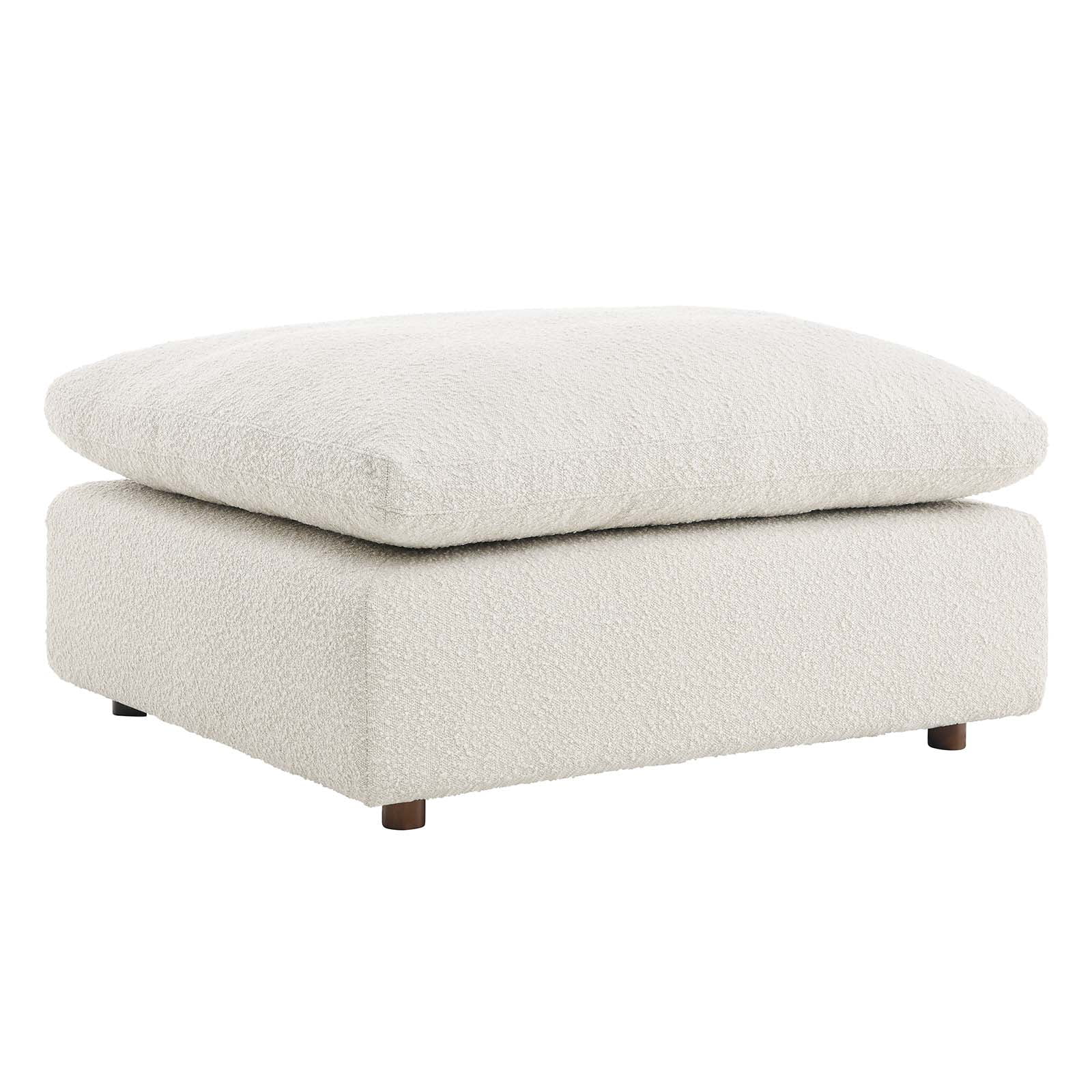 Modway Commix Upholstered Boucle Fabric & Solid Wood Ottoman in Ivory