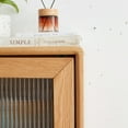 thumbnail image 5 of Solid Oak Storage Cabinet for Living Room - Free-Standing Corner Cabinets Storage Table with Vintage Glass Door,2 Shelves,1 Drawers & Brass Handle for Entryway Kitchen Hallway TV Stand, 5 of 11