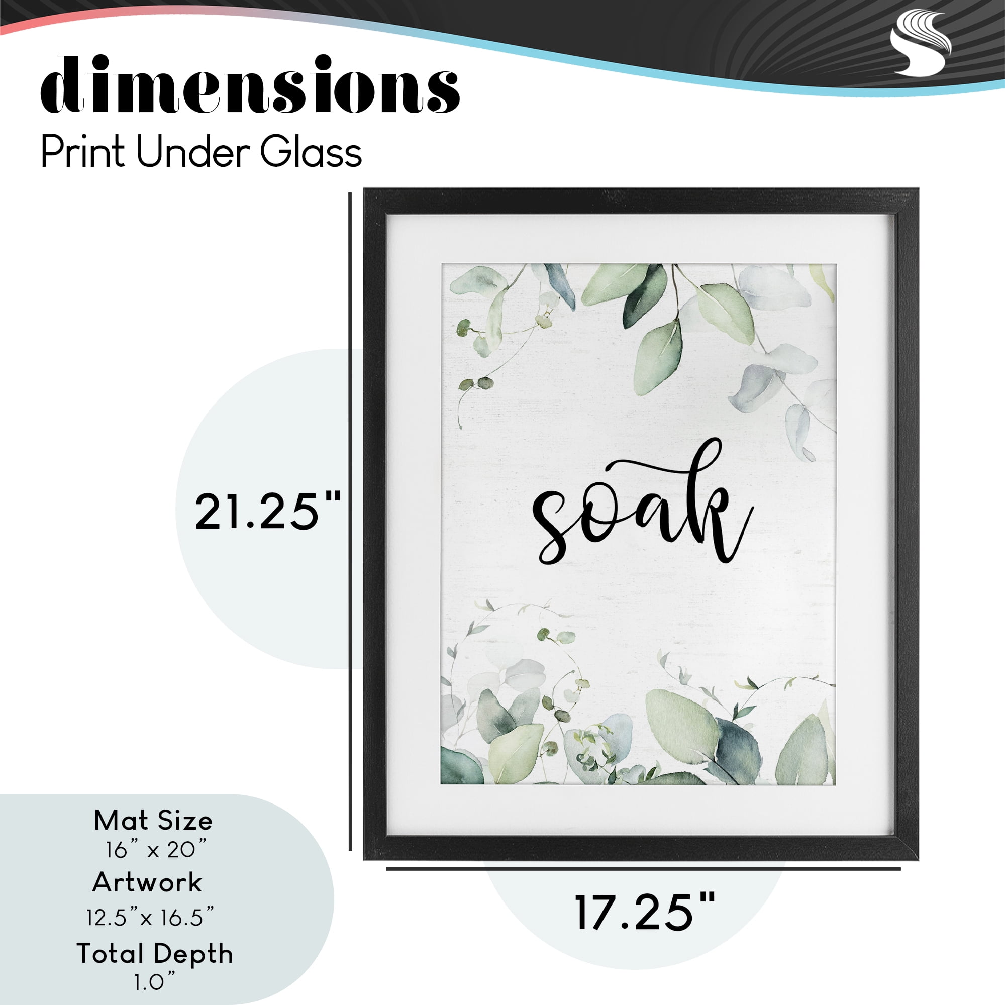 Soak Leafy Herbs Black Framed Print Under Glass, design by Lettered and Lined