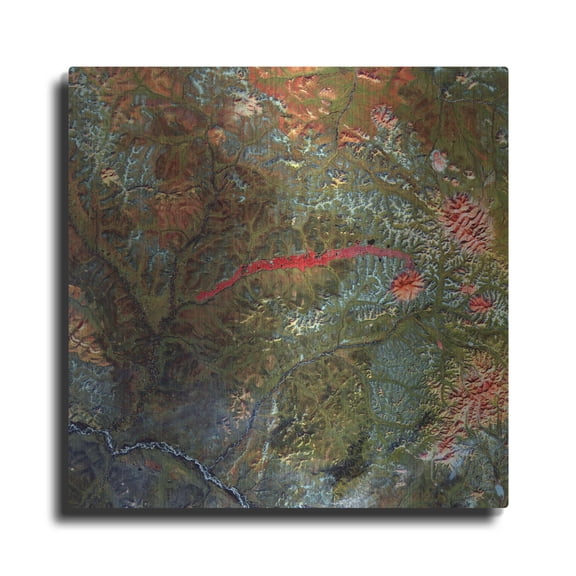 Luxe Metal Art 'Earth as Art: Anyuyskiy Volcano,' Metal Wall Art, 36"x36"