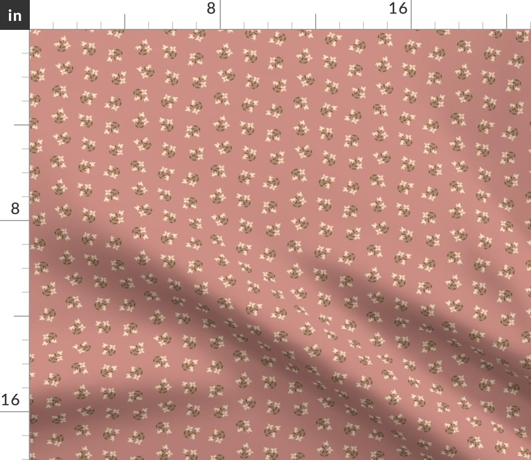 Cotton Poplin Fabric by the Yard Mauve Blossoms Floral Pink