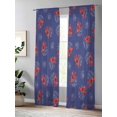 thumbnail image 4 of Sheer Curtains 84 Inches Long 2 Panels Set for Living Room, Navy Blue Coastal Semi Sheer Curtains for Windows, Red Lobster Nautical Ocean Voile Window Treatments Rod Pocket Curtain, 4 of 7