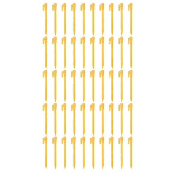 50Pcs Camping Tools Plastic Tent Pegs Nails Sand Ground Stakes Outdoor Camping Tent Awning Yellow Tent Accessories