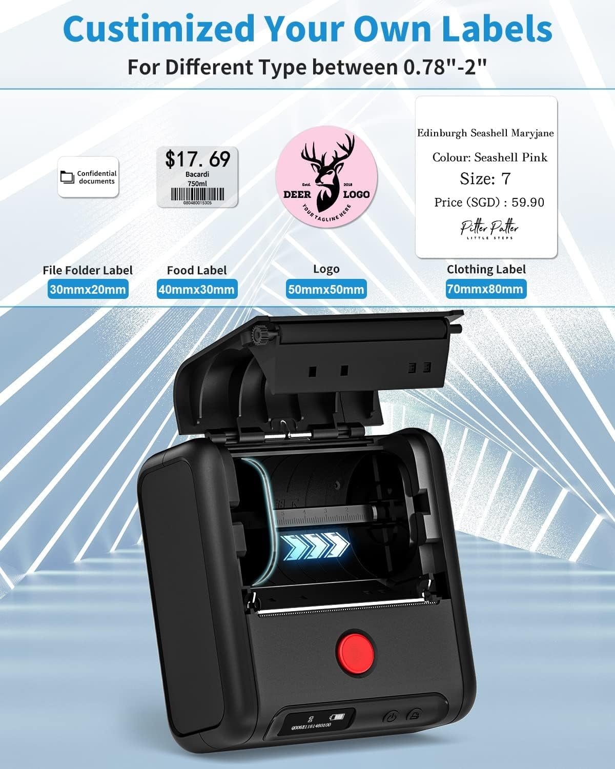 Phomemo M200 Versatile Bluetooth Thermal Label Maker for Shipping, Labeling, and Small Business Applications - Enhance Efficiency and Organization(Black)