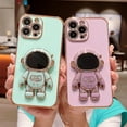thumbnail image 5 of for iPhone 12 Pro Max Case ,Hidden Astronaut Stand Pasteable Kickstand, Upgrade Shockproof Corners ,Gold Trim Love Bracket Case for iPhone 12 Pro Max Cute for Women Cover (for iPhone12ProMax,purple), 5 of 9