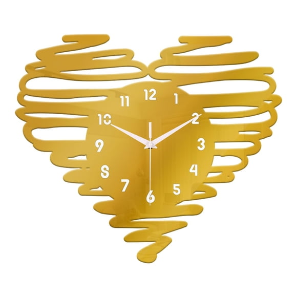 veasfak Heart Wall Clock Analog Clock Kitchen Dining Room Living Room Quiet Movement Gold
