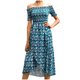 thumbnail image 1 of Vestido de hombro plano con estampado de verano para mujer Vestido de playa Vestido de sol Vestido largo Fridja  qw3293, 1 of 5