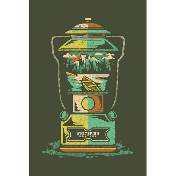 Whitefish, Montana, Distressed Vector (16x24 Giclee Gallery Art Print, Vivid Textured Wall Decor)