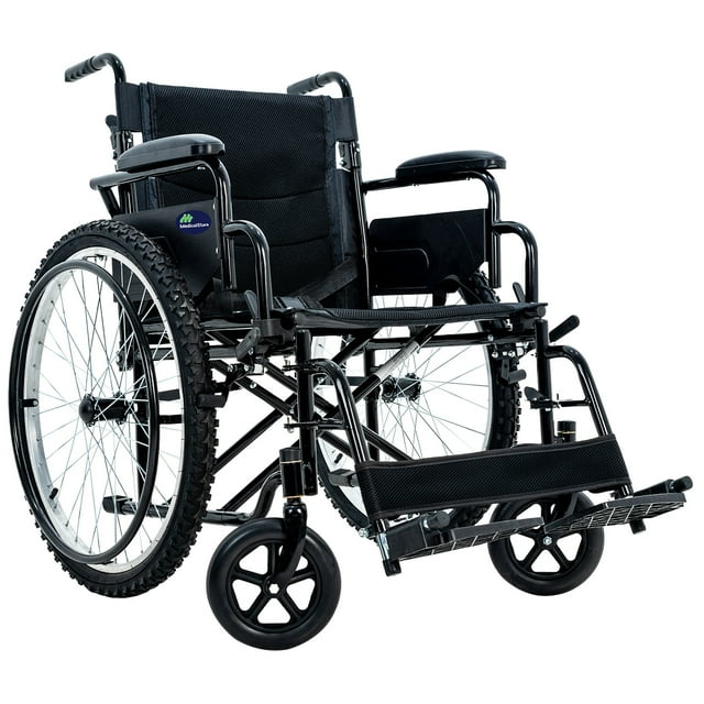 MEDICAL STORE Silla De Ruedas Ligera Adulto Mayor Todo Terreno Traslado Plegable Compacta Con Freno De Mano Rehabilitación Con Descansa Pies Abatible