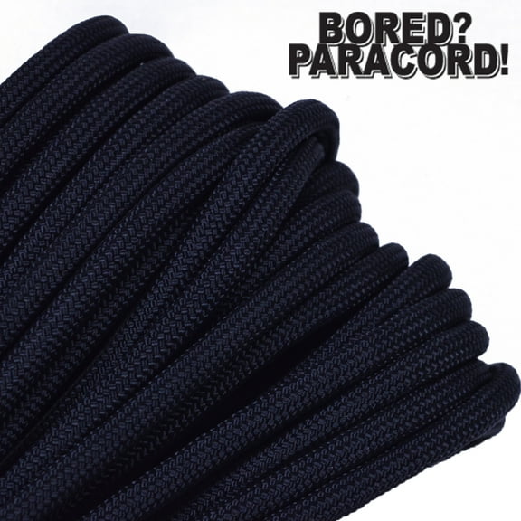 Bored Paracord Brand 550 lb Type III Paracord - Black 50 Feet