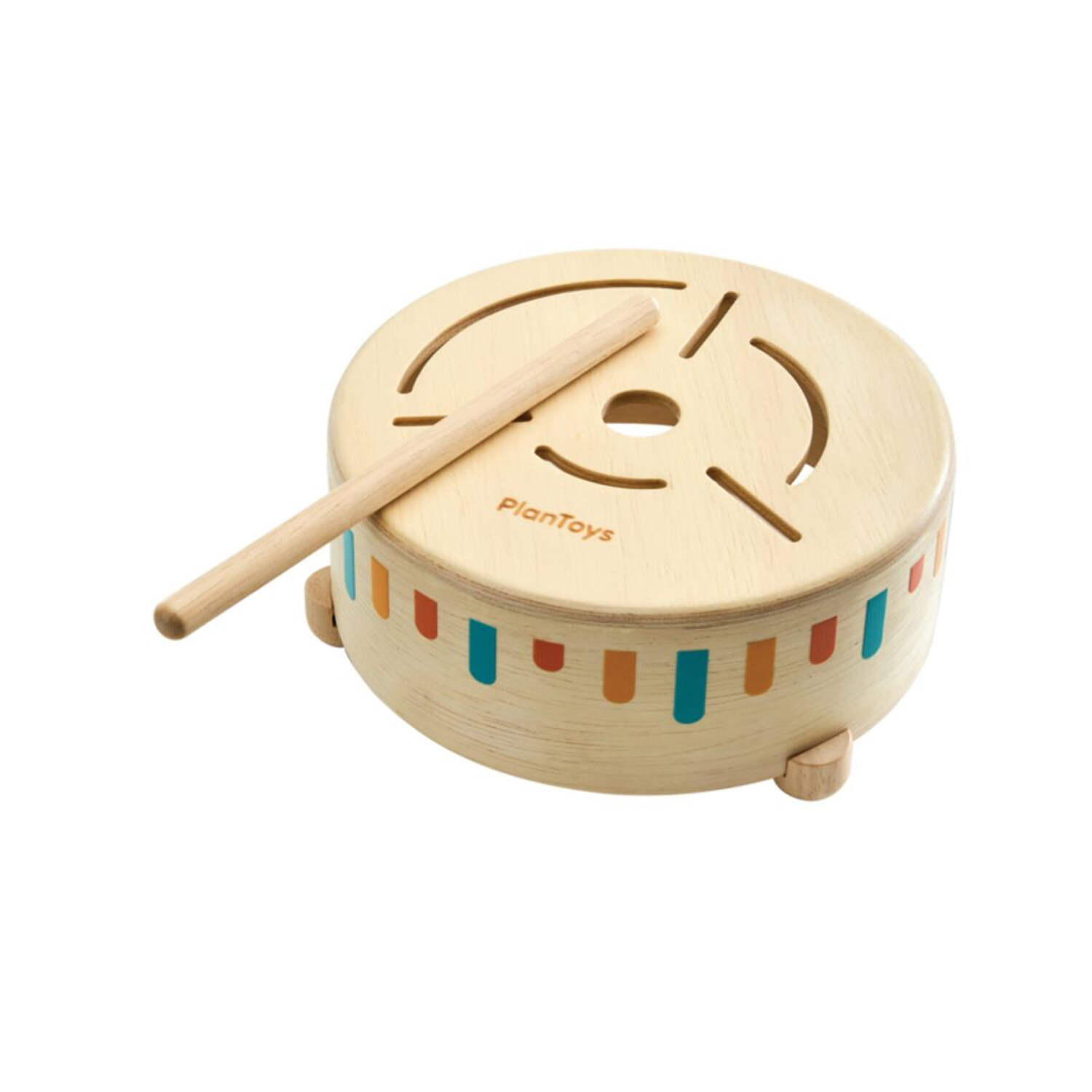PlanToys® Wooden Sensory Drum for Toddlers – Colorful Musical Toy for Kids, Boosts Rhythm, Hand-Eye Coordination & Fine Motor Skills, Early Learning Instrument, Ideal for 12 Months+