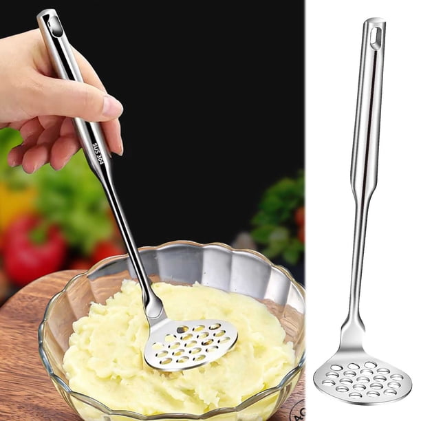 Prensador de patatas de acero inoxidable 304 para un puré suave, herramienta para prensar verduras con superficie antiadherente, utensilio de cocina apto para lavavajillas.
