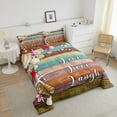 thumbnail image 3 of Summer Beach Bedding King Ocean Costal Theme Comforter Set Vintage Lodge Cabin Duvet Insert Marine Sea Shell Starfish Down Comforter, Colorful Wooden Stripe Bedding Comforter Sets, 3 of 5