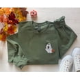 thumbnail image 3 of Halloween Ghost Drinking Coffee Embroidered Sweatshirt, 3 of 5
