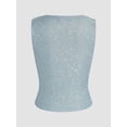 thumbnail image 2 of Women's Summer Sparkle Sequins Tank Top Crew Neck Ruched Asymmetrical Glitter Cami Streetwear, 2 of 5