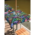 thumbnail image 2 of Outdoor Tablecloths with Umbrella Hole & Zipper, Abstract Flower 60x60 Inch Square Tablecloths, Spring Colorful Floral Leaf Plant Waterproof Table Cloth, Patio/Pool/Picnic Table Covers, 2 of 8