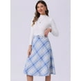 thumbnail image 2 of DARING DIVA Women's Plaid Belted Vintage A-Line Midi Skirt XL Light Blue, 2 of 6