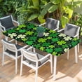 thumbnail image 2 of St. Patrick's Day Table Cloths for 5 Foot Rectangle Tables, Lucky Shamrocks Spring Leaves Plants Patio Waterproof Elastic Fitted Tablecloths, Washable Rectangular Table Cover for Camping, 2 of 8
