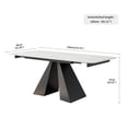 thumbnail image 4 of Contemporary White Rectangular Extendable Stone Dining Table with Black Base, 4 of 7
