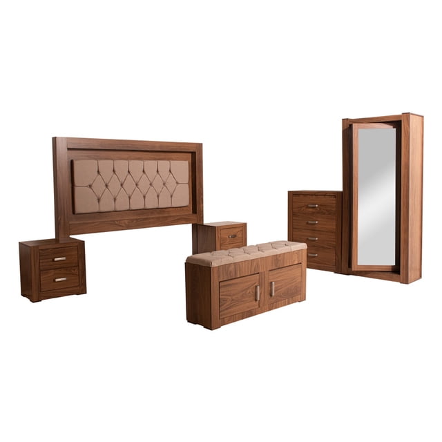 Recamara KS 6 Piezas Vizela Nogal - Kessa Muebles