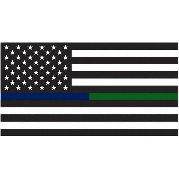 US Military and Police Memorial Thin Blue Green Line 3'X5' Flag Rough Tex® 68D Nylon