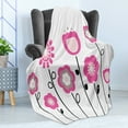 thumbnail image 4 of Pink and White Soft Flannel Fleece Throw Blanket, Abstract Flowers on Rural Field Theme Girly Nature, Cozy Plush for Indoor and Outdoor Use, 70" x 90", Pink Tan Black, by Ambesonne, 4 of 5