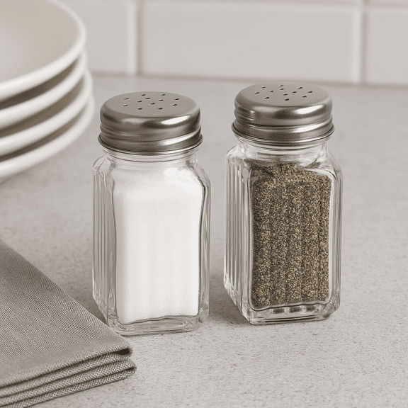 Clear Glass Salt and Pepper Shakers, 2-Count Set