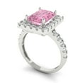thumbnail image 2 of Halo Engagement Ring for Women - 3.84ct Simulated Pink Diamond in 14K White Gold Promise Ring, 2 of 6