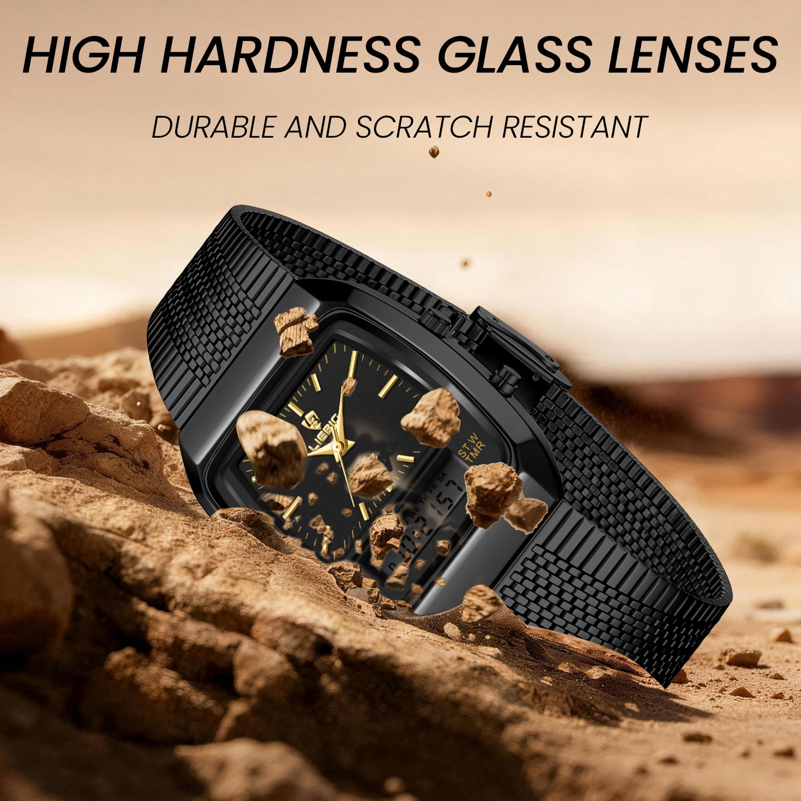 SKMEI Watch for Men Retro Analog Digital Watches Square Dual Display Men's Watches Luxury Stylish Casual Wristwatches
