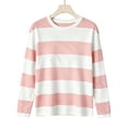 thumbnail image 5 of VBVC Women's Striped Crew Neck Top , Ladies' Loose Fit Drop Shoulder Shirt , Stretchy Long Sleeve Pullover For Women, S-XL, 5 of 5