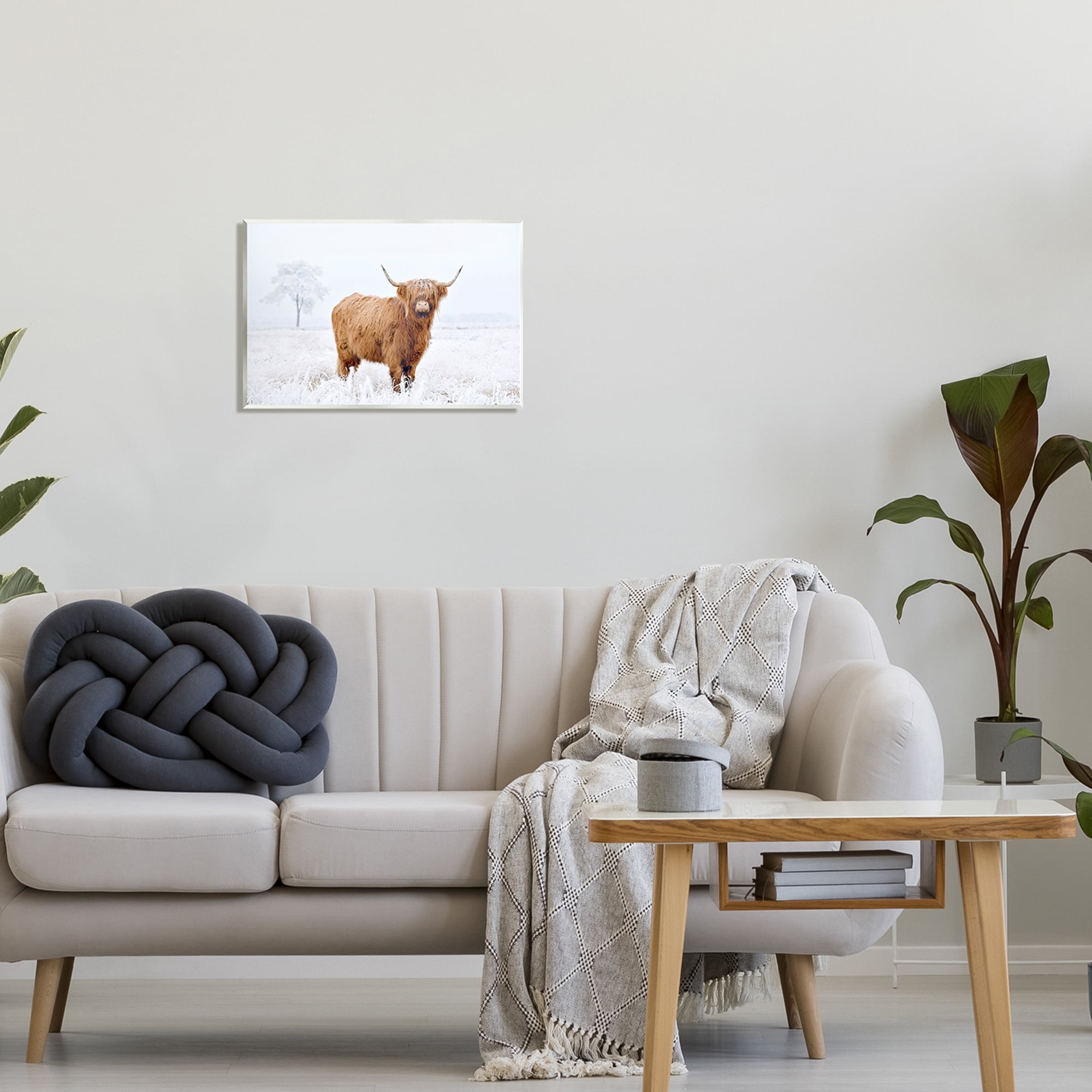 Stupell Industries Highland Cow in Snow Animals & Insects Photography Unframed Art Print Wall Art, 19 x 13