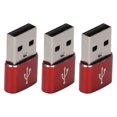thumbnail image 3 of Paquete de 3 adaptadores de disco U USB 2.0 macho a tipo C hembra Adaptador USB a tipo C de metal para teléfono móvil portátil (rojo), 3 of 5