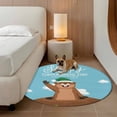 thumbnail image 3 of Happy Groundhog Day 6ft Round Rugs, Cartoon Ground Hog Hole Blue Sky Country Washable Non-Slip Area Rugs for Living Room Bedroom Kitchen, Low Pile Dining Room Kicthen Circle Carpet, Indoor Floor Rug, 3 of 9