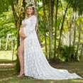 thumbnail image 2 of AOMPMSDX Women Pregnants Maternity Photography Props Short Sleeve Solid Dress White XL, 2 of 7
