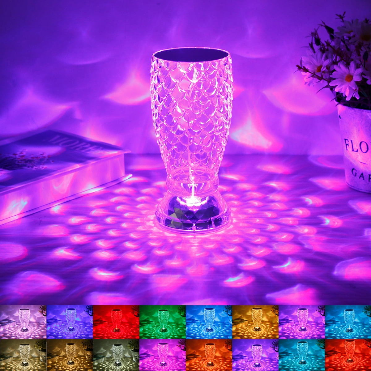 Crystal Diamond Table Lamp 16 Color Changing Rgb Touch Control Bedside asi-diamond-floor-table