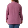 thumbnail image 4 of DARING DIVA Women's Plus Size Loose V Neck Long Sleeve Polo 2X Fuchsia, 4 of 6