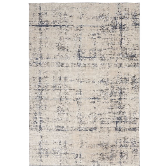 Nourison Rustic Textures Contemporary Indoor Area Rug Ivory/Blue 5'3" x 7'3"