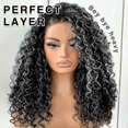 thumbnail image 4 of Peluca afro Wig MITIMES con encaje HD, rizado, sintético, gris, 4 of 7