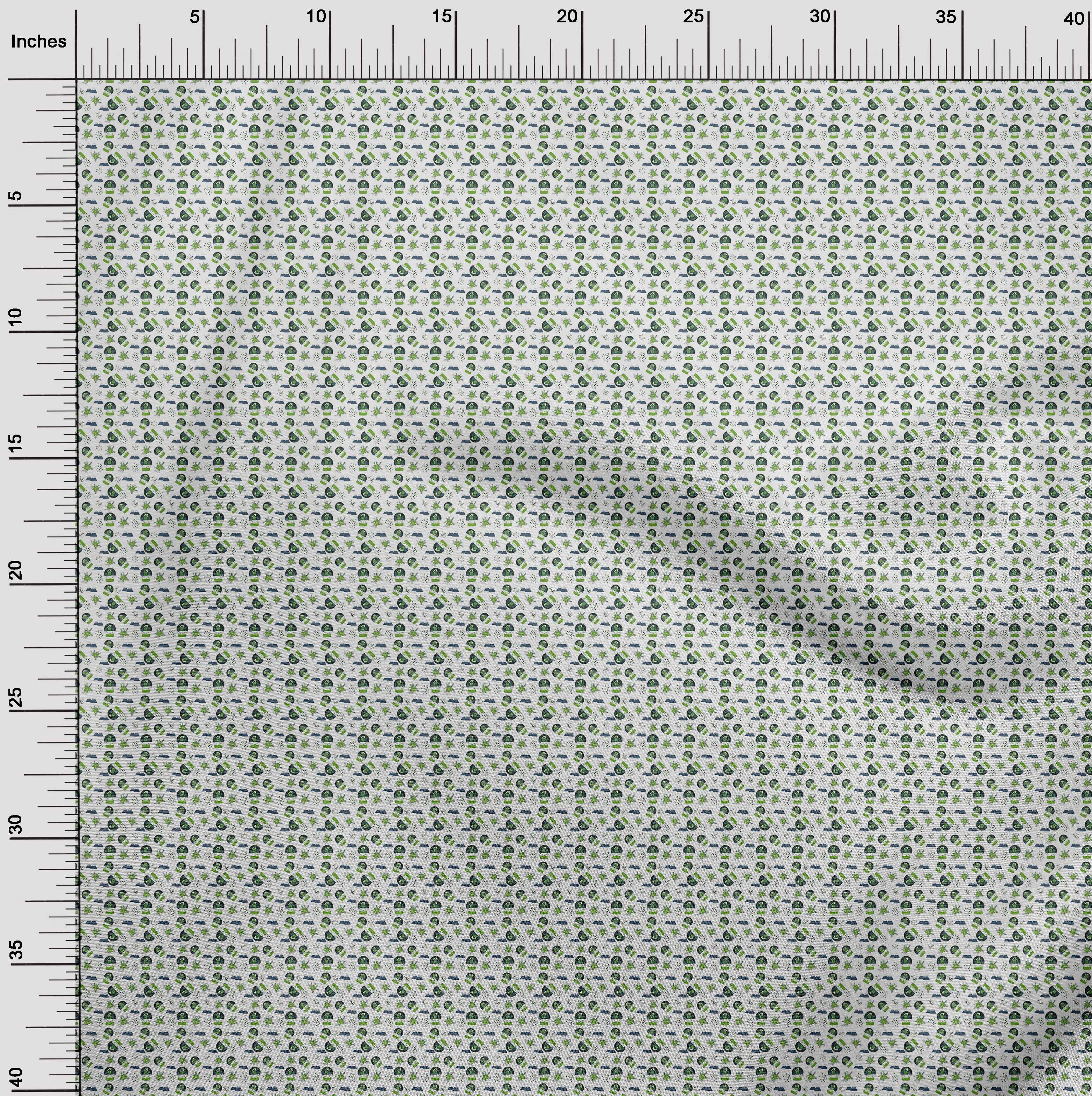 oneOone Viscose Chiffon Green Fabric Christmas Diy Clothing Quilting Fabric Print Fabric By Yard 42 Inch Wide