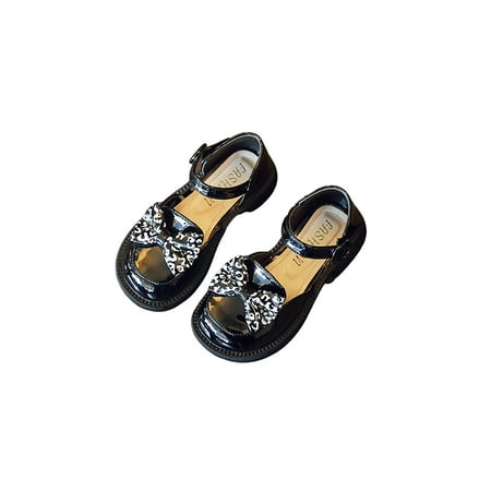 

UKAP Kids Wedding Breathable Magic Tape Mary Jane Sandals Girls Ankle Strap Dress Shoes Fashion Closed Toe Flat Sandal