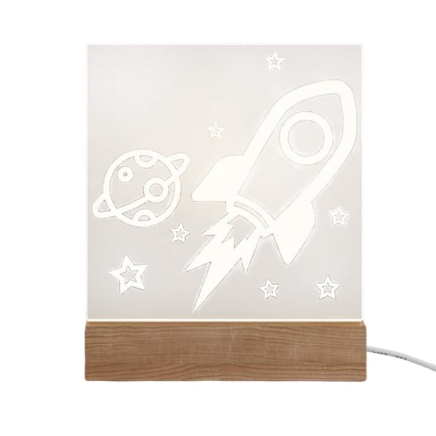 Lámpara 3D Luz de noche LED fotografía de acrílico Lámpara de cabecera Oficina Hogar Dormitorio Sala de Decoración de de Cohete Gloria Lámpara de escritorio Luces de dormitorio